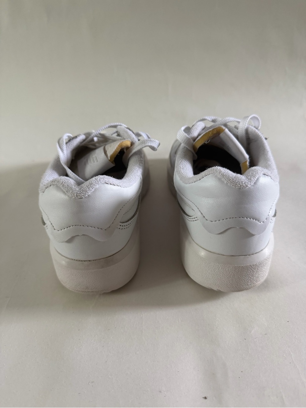 White Women's New Balance Platform Sneakers - Minimal Leather Low-Top - Picture 6 of 8